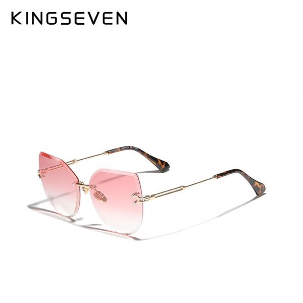KINGSEVEN – lunettes de soleil yeux de chat sans bords pour femmes, verres dégradés, Vintage, marque de styliste, nouvelle collection 2021, N807 2