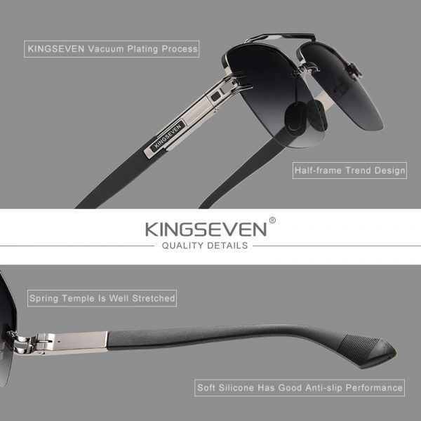 KINGSEVEN – lunettes de soleil polarisées et dégradées pour hommes et femmes, Design tout nouveau, carré rétro, Okulary, 2021 4