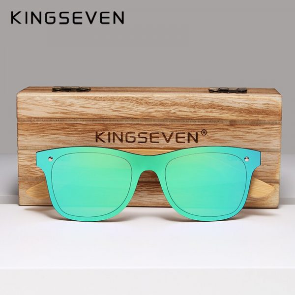 KINGSEVEN – lunettes de soleil polarisées en bambou pour hommes et femmes, UV400, marque originale 4
