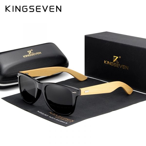 KINGSEVEN – lunettes de soleil polarisées en bois de bambou pour hommes et femmes, originales 1