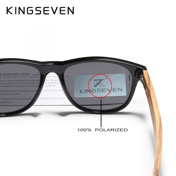 KINGSEVEN – lunettes de soleil carrées polarisées en bois pour hommes et femmes, verres miroir, Protection UV400, pour la conduite 4