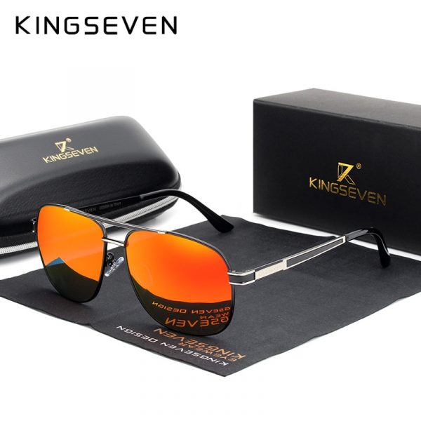 Kingseven - lunettes de soleil carrées, h/f, lunettes de soleil hommes femmes polarisées et carrées avec protection 100% anti-UV à verre miroir rouge, N738, 2019 2