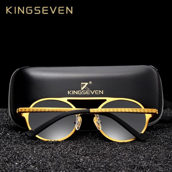 KINGSEVEN – lunettes de soleil Steampunk Vintage pour hommes, en aluminium, verres ronds polarisés, pour la conduite, N7576, 2019 2