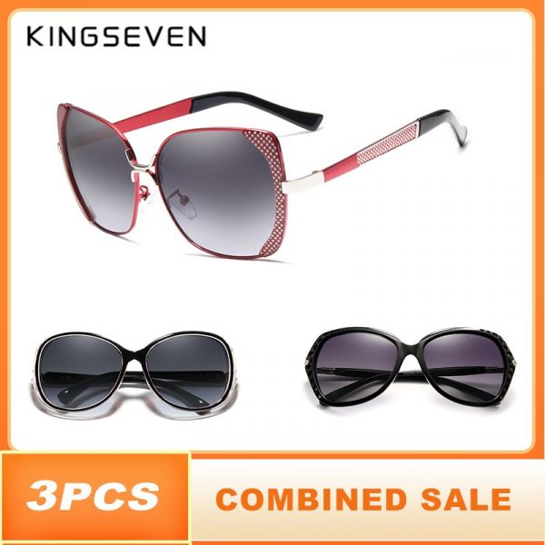 KINGSEVEN – lunettes de soleil polarisées pour femmes, 3 pièces, Design de marque de luxe, dégradé papillon 2