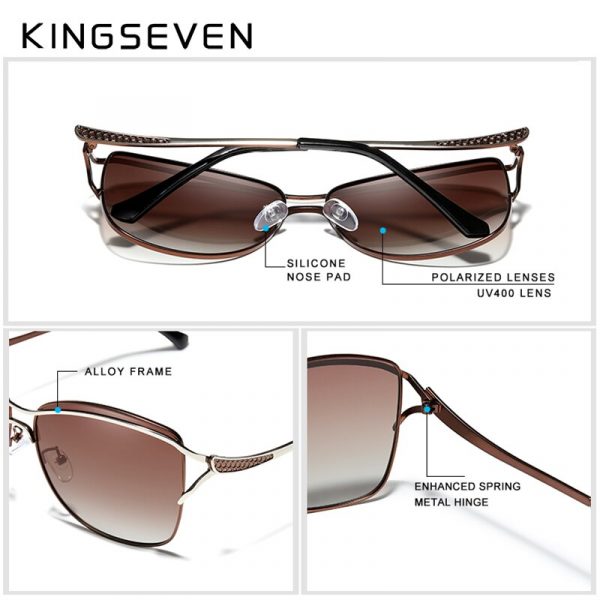 KINGSEVEN-lunettes de soleil sans bords carrées, de styliste, à la mode, pour femmes, avec boîte 5