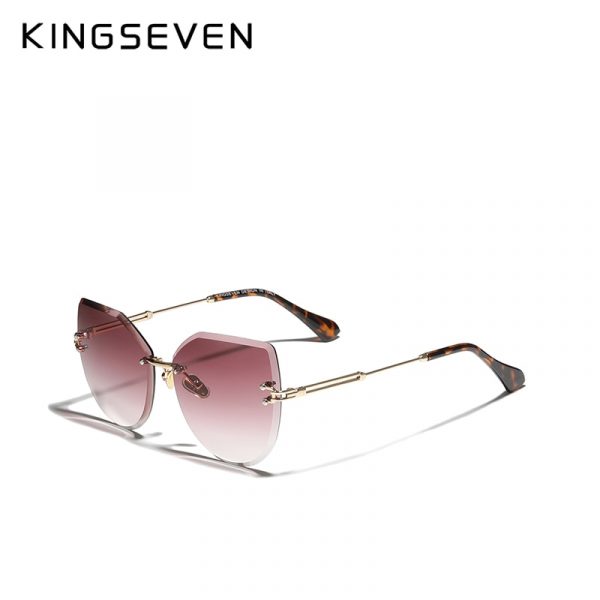 KINGSEVEN – lunettes de soleil yeux de chat sans bords pour femmes, verres dégradés, Vintage, marque de styliste, nouvelle collection 2021, N807 4