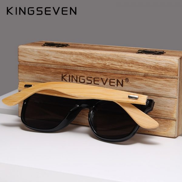 KINGSEVEN – lunettes de soleil polarisées en bambou pour hommes et femmes, UV400, marque originale 5