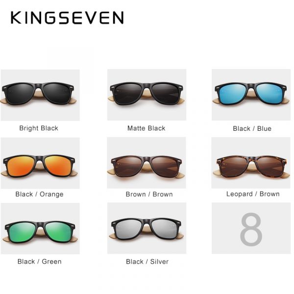 KINGSEVEN – lunettes de soleil polarisées en bois de bambou pour hommes et femmes, originales 3