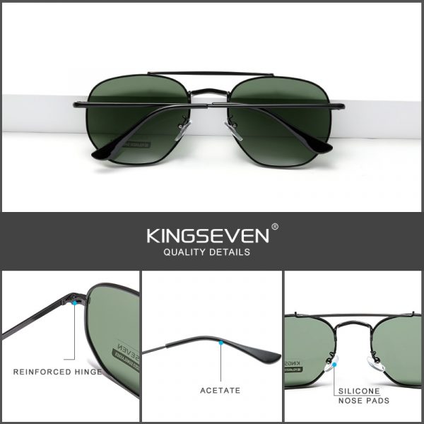 KINGSEVEN – lunettes De Soleil Vintage pour hommes et femmes, verres solaires hexagonaux, polarisées, authentiques, en acier inoxydable, N7748 2