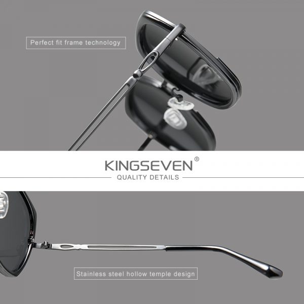 KINGSEVEN – lunettes de soleil en acier inoxydable pour femmes, verres polarisés dégradés, Design papillon de luxe pour dames, accessoires 2