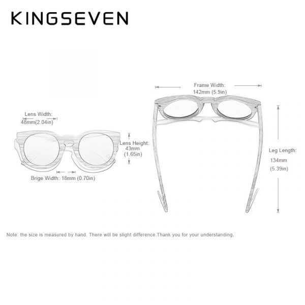 KINGSEVEN – lunettes de soleil rondes en bambou pour hommes et femmes, faites à la main, verres polarisés miroir, cadre complet, nuances de bois, Logo personnalisé 2