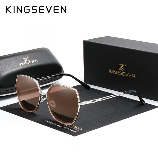 KINGSEVEN – lunettes de soleil en acier inoxydable pour femmes, verres polarisés dégradés, Design papillon de luxe pour dames, accessoires 4