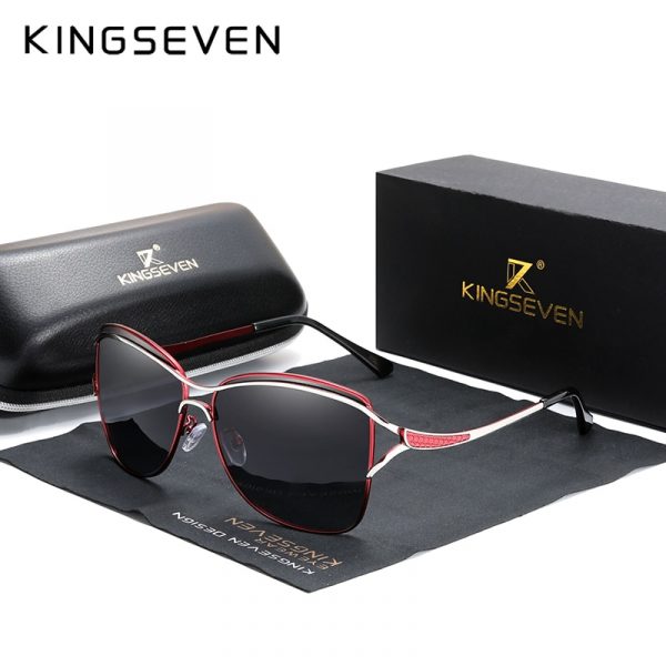 KINGSEVEN-lunettes de soleil sans bords carrées, de styliste, à la mode, pour femmes, avec boîte 1