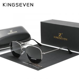 KINGSEVEN – lunettes De Soleil Vintage pour hommes et femmes, verres solaires hexagonaux, polarisées, authentiques, en acier inoxydable, N7748 1