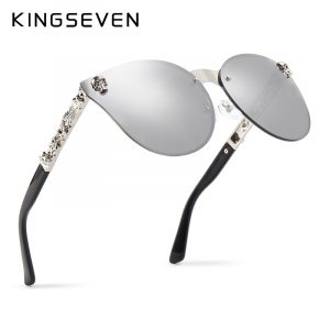 KINGSEVEN – lunettes de vue de marque de luxe pour femmes, miroir gothique, monture tête de mort, métal, Temple Oculos de sol UV400 avec accessoires 1