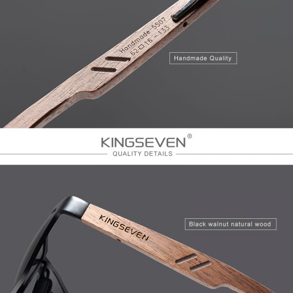 KINGSEVEN – lunettes de soleil polarisées pour hommes, Design fait à la main en bois de noyer, accessoires en aluminium, livraison depuis l'espagne 3