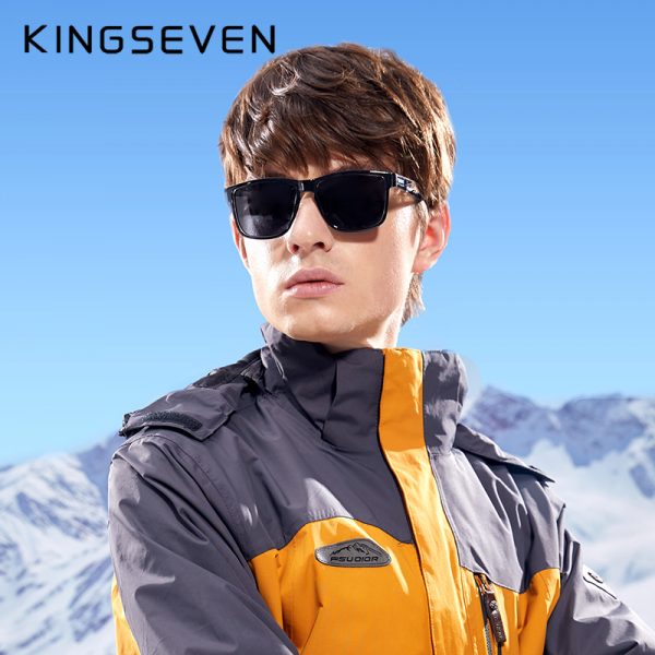 KINGSEVEN – lunettes de soleil polarisées pour hommes et femmes, en Fiber de carbone, carrées, rétro, dégradé, Design à motifs, pour sport en plein air 5