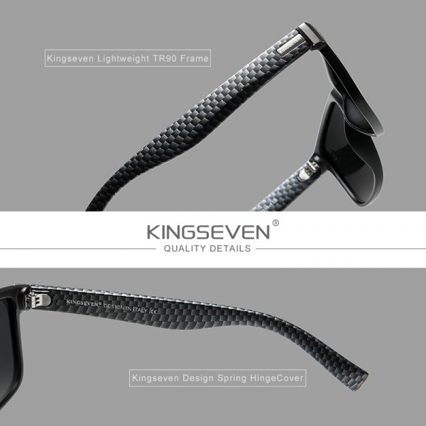 KINGSEVEN – lunettes de soleil polarisées pour hommes et femmes, en Fiber de carbone, carrées, rétro, dégradé, Design à motifs, pour sport en plein air 3