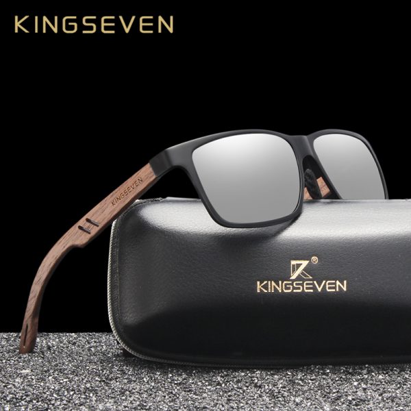 KINGSEVEN – lunettes de soleil polarisées pour hommes, Design fait à la main en bois de noyer, accessoires en aluminium, livraison depuis l'espagne 2
