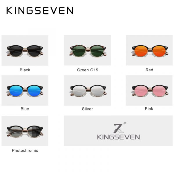 KINGSEVEN – lunettes de soleil en bois de noyer noir pour hommes et femmes, faites à la main, de haute qualité, polarisées, miroir, UV400 3