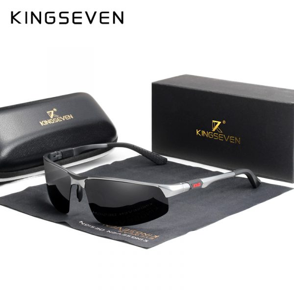 KINGSEVEN – lunettes de soleil polarisées pour hommes et femmes, en aluminium, bleu, miroir, lentille masculine, verres de soleil d'aviation, 9121 4