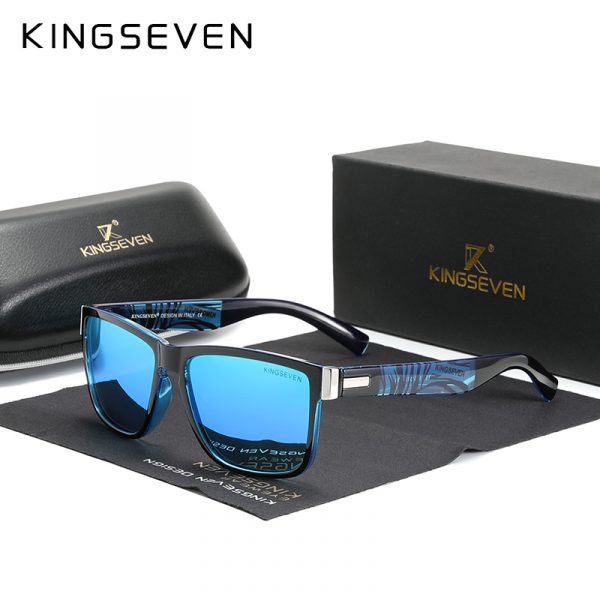 KINGSEVEN – lunettes de soleil polarisées pour hommes et femmes, en Fiber de carbone, carrées, rétro, dégradé, Design à motifs, pour sport en plein air 1