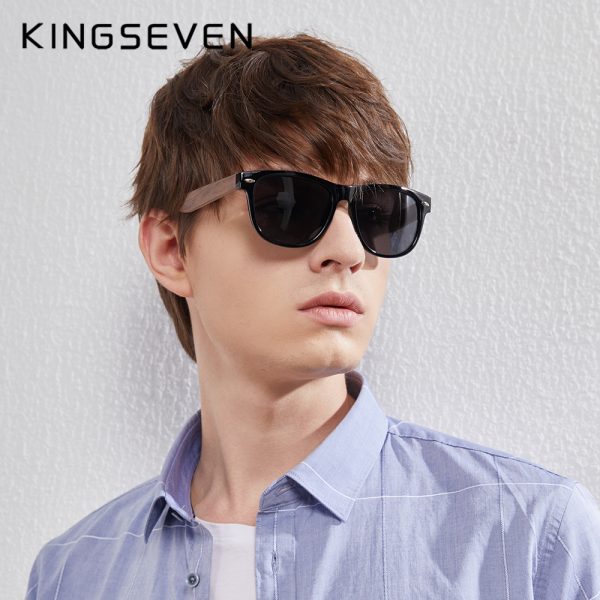 KINGSEVEN – lunettes de soleil en noyer noir, polarisées en bois pour hommes, faites à la main, Protection UV400, boîte rétro en bois, nouvelle collection 2