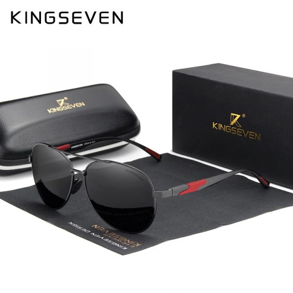 KINGSEVEN-Lunettes de soleil polarisées pour hommes et femmes, lunettes de soleil pilote en aluminium, design de marque, style tendance, UV400, 2019 1