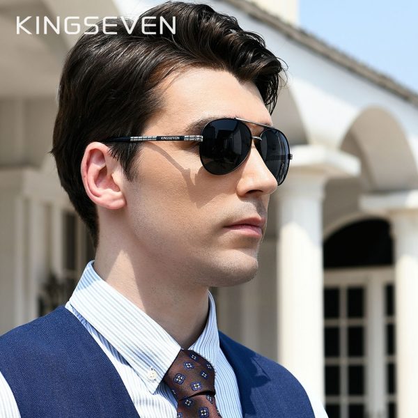 Kingseven - lunettes de soleil HD, hommes, lunettes de soleil pour hommes polarisées en haute définition avec monture en alliage d'aviation, tout nouveau design et protection UV400, 2019 2