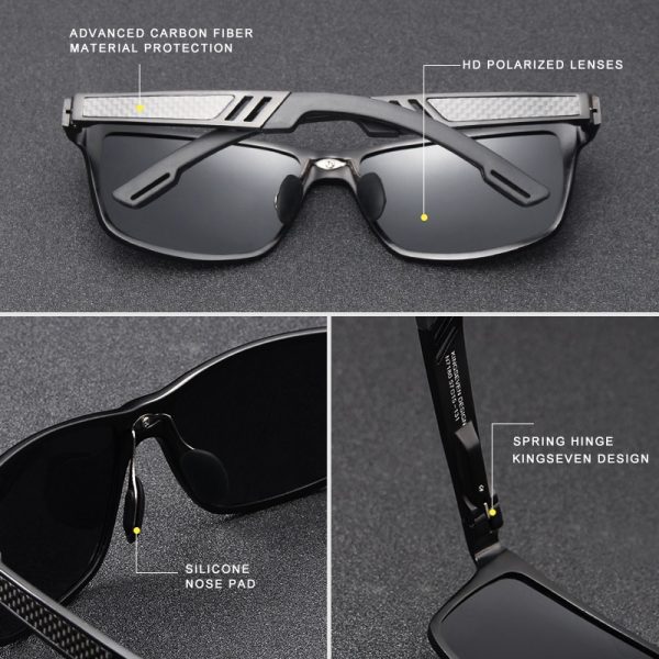 KINGSEVEN – lunettes de soleil carrées en aluminium pour hommes et femmes, verres polarisés UV400 5