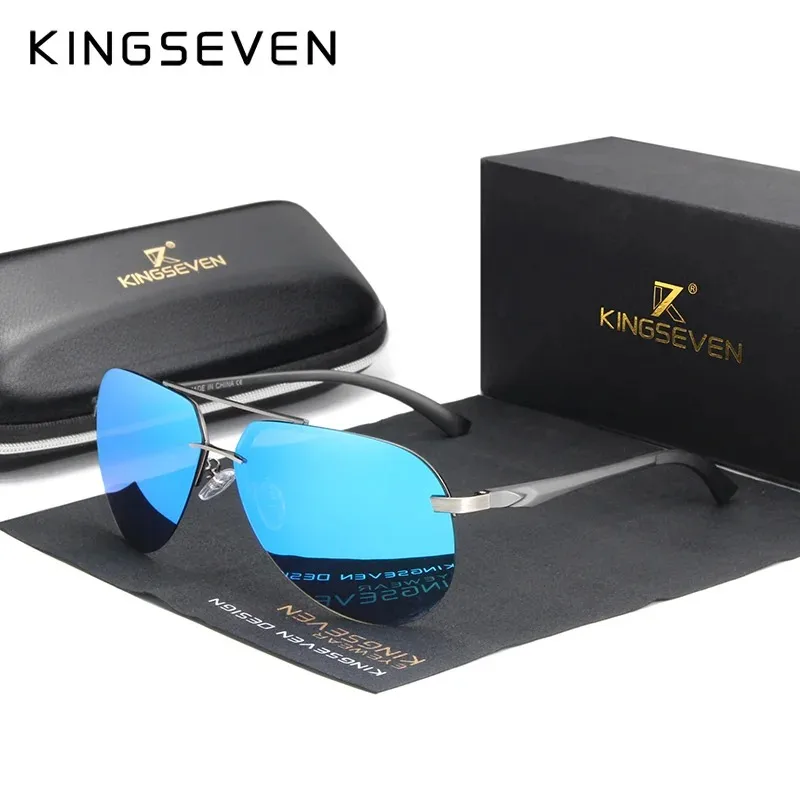 Lunettes de soleil pilote « Zéphyr » sans monture en aluminium, polarisées, UV400 2