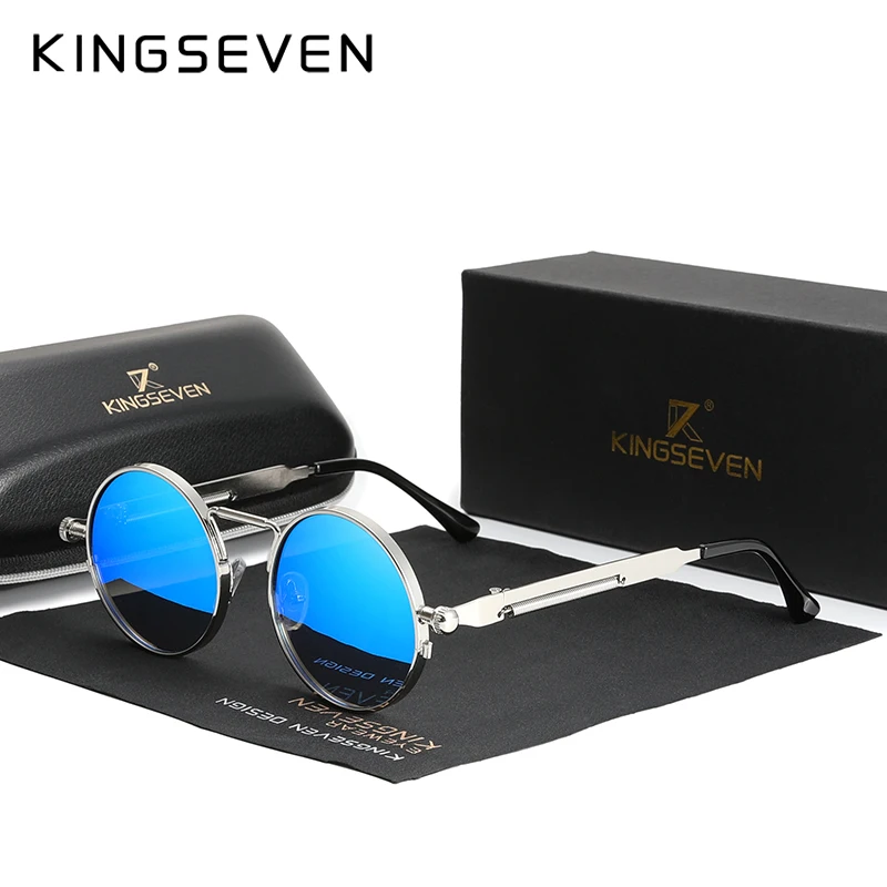 Lunettes de soleil « Orion » rondes steampunk en métal, polarisées, UV400 4
