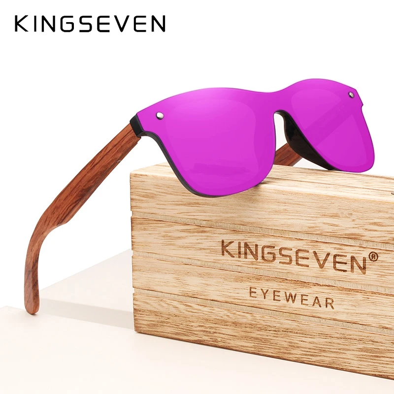 Lunettes de soleil « Sylve » carrées en bois, verres miroir polarisés, UV400 5