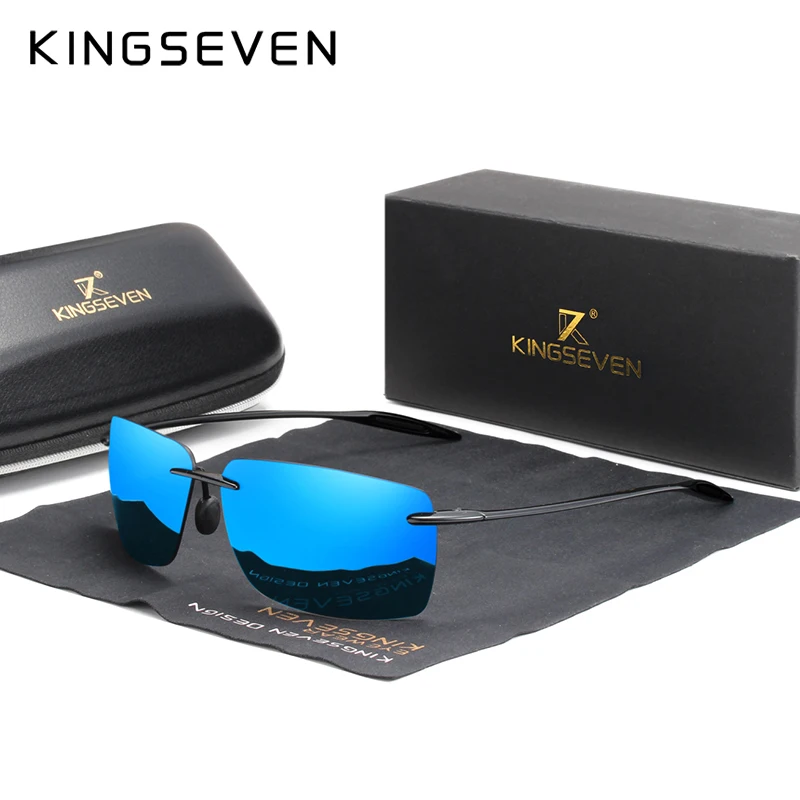 Lunettes de soleil « Ondine » carrées sans monture, verres miroir, TR90, UV400 1