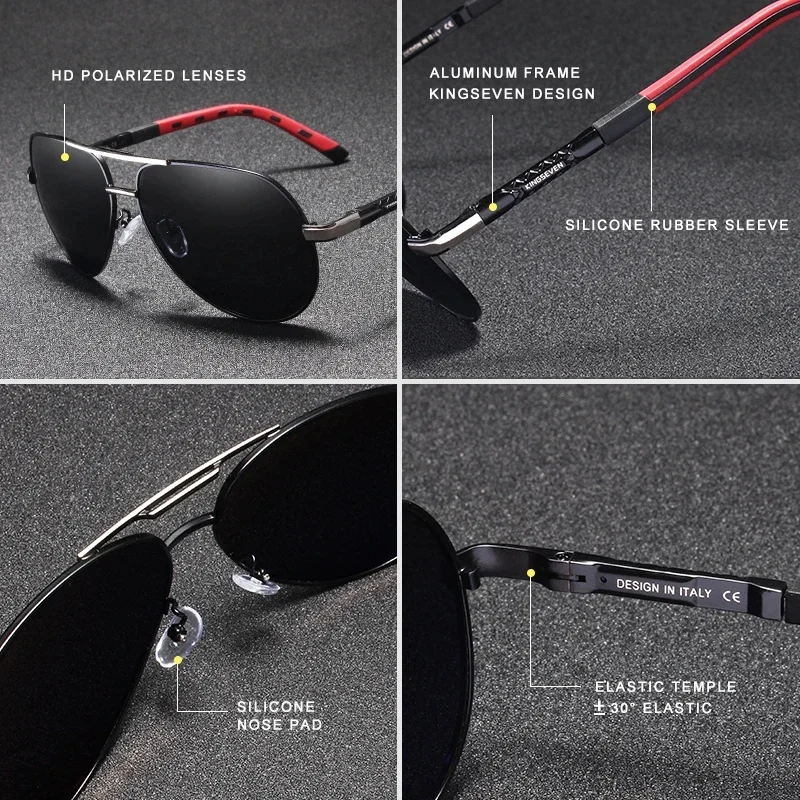 Lunettes de soleil pilote « Aquilon » en aluminium, rétro, polarisées, UV400 5