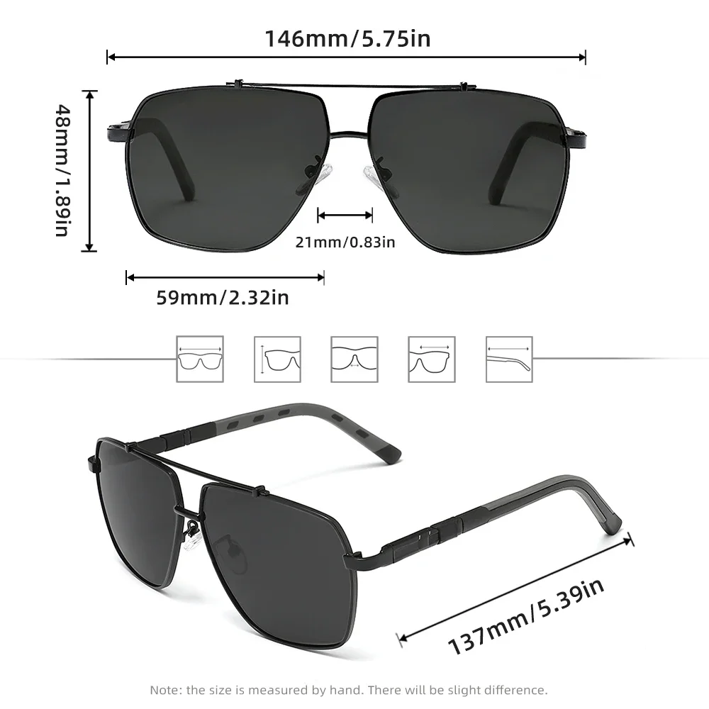 Lunettes de soleil « Volta » carrées grand format, polarisées, UV400 5