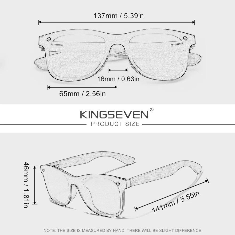 Lunettes de soleil « Nocera » carrées sans bords en bois de noyer, verres miroir, UV400 5