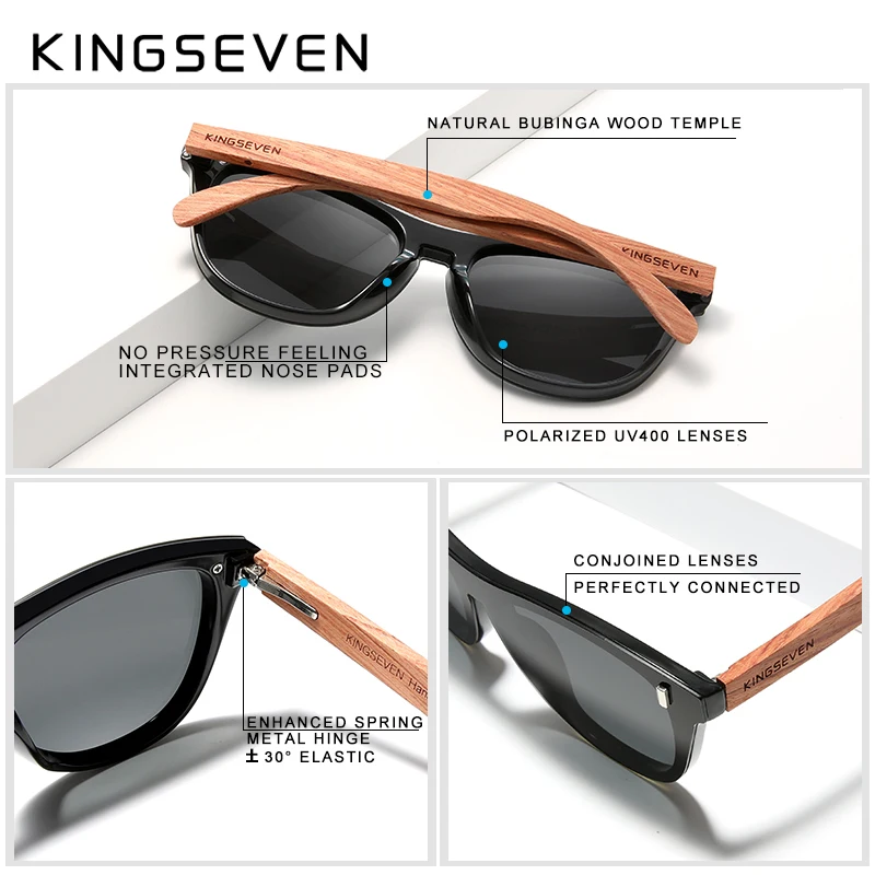 Lunettes de soleil « Tanaris » en bois naturel de Bubinga, polarisées, UV400 2