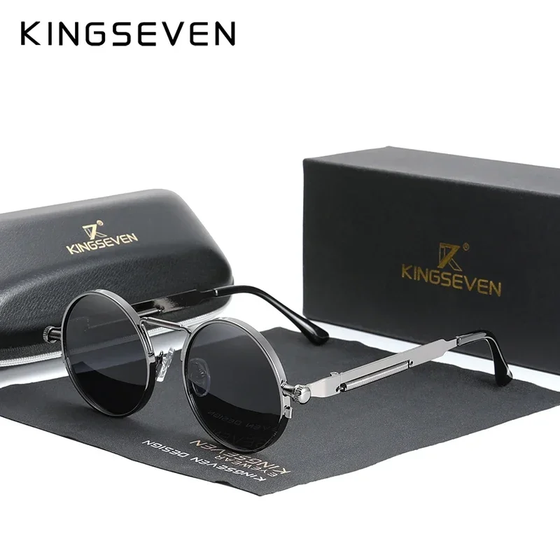 Lunettes de soleil « Orion » rondes steampunk en métal, polarisées, UV400 1