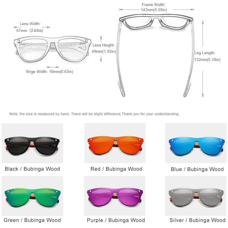 Lunettes de soleil « Tanaris » en bois naturel de Bubinga, polarisées, UV400 3