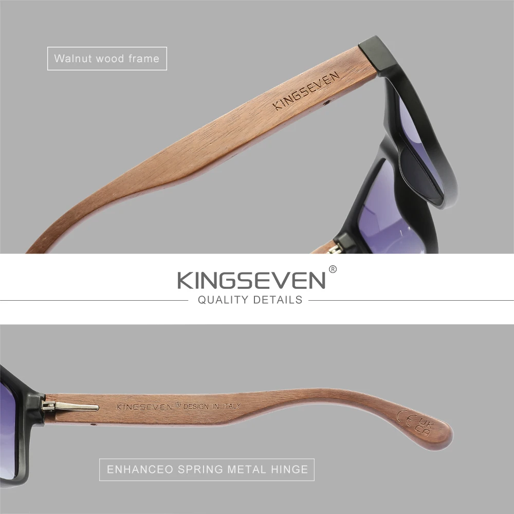 Lunettes de soleil « Sylvane » grand format à branches en bois, polarisées, UV400 5