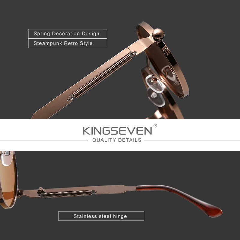 Lunettes de soleil « Orion » rondes steampunk en métal, polarisées, UV400 3