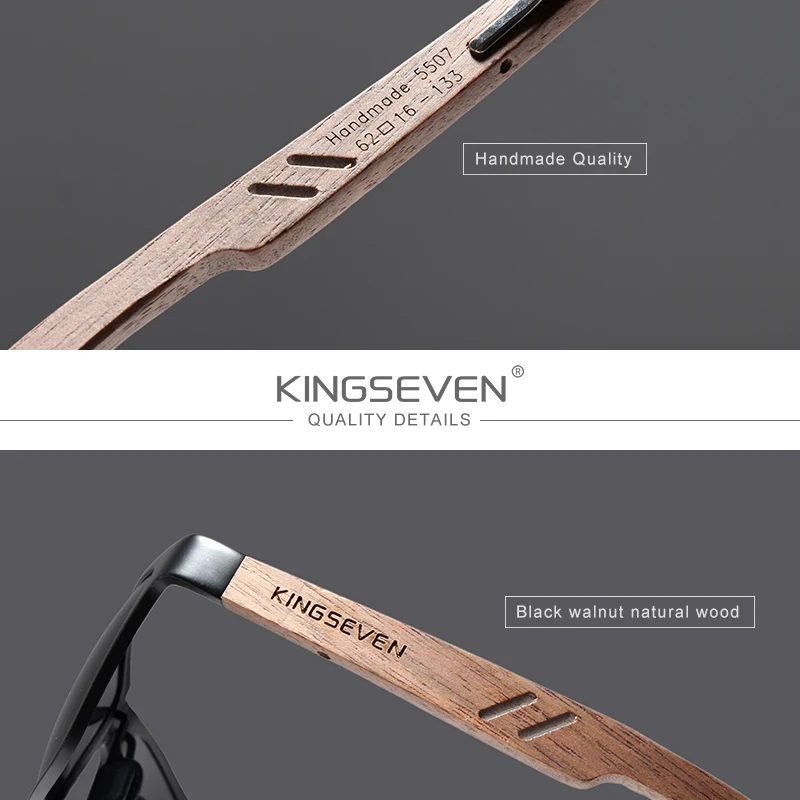 Lunettes de soleil « Eldara » en bois et aluminium, polarisées, UV400 4