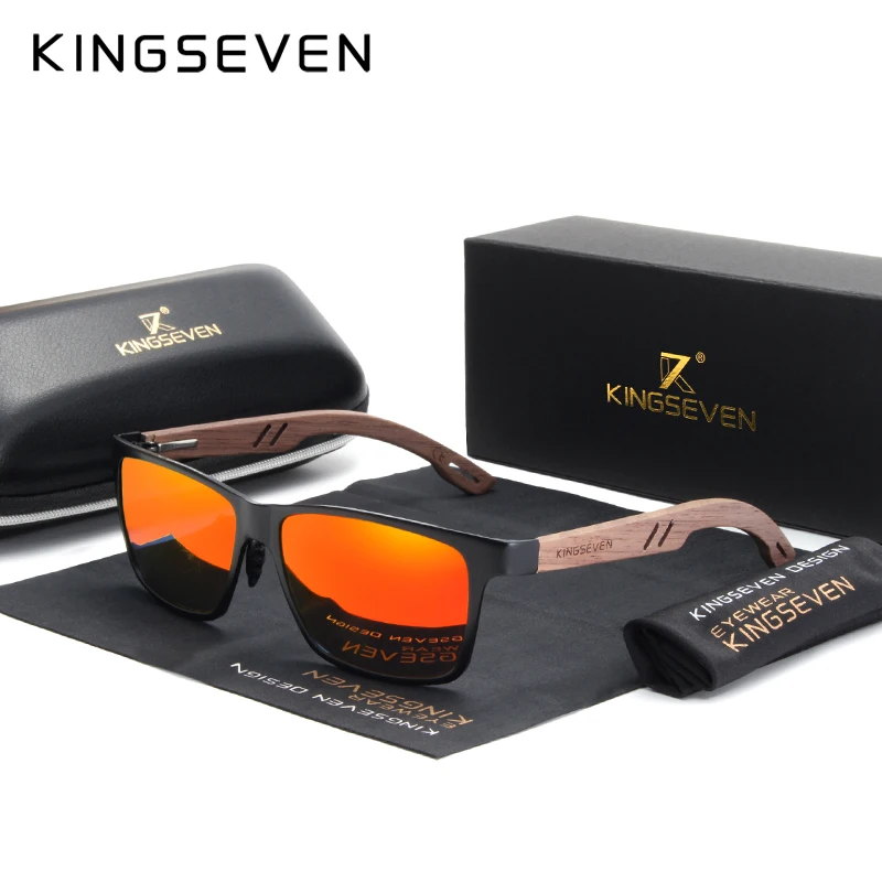 Lunettes de soleil « Eldara » en bois et aluminium, polarisées, UV400 2