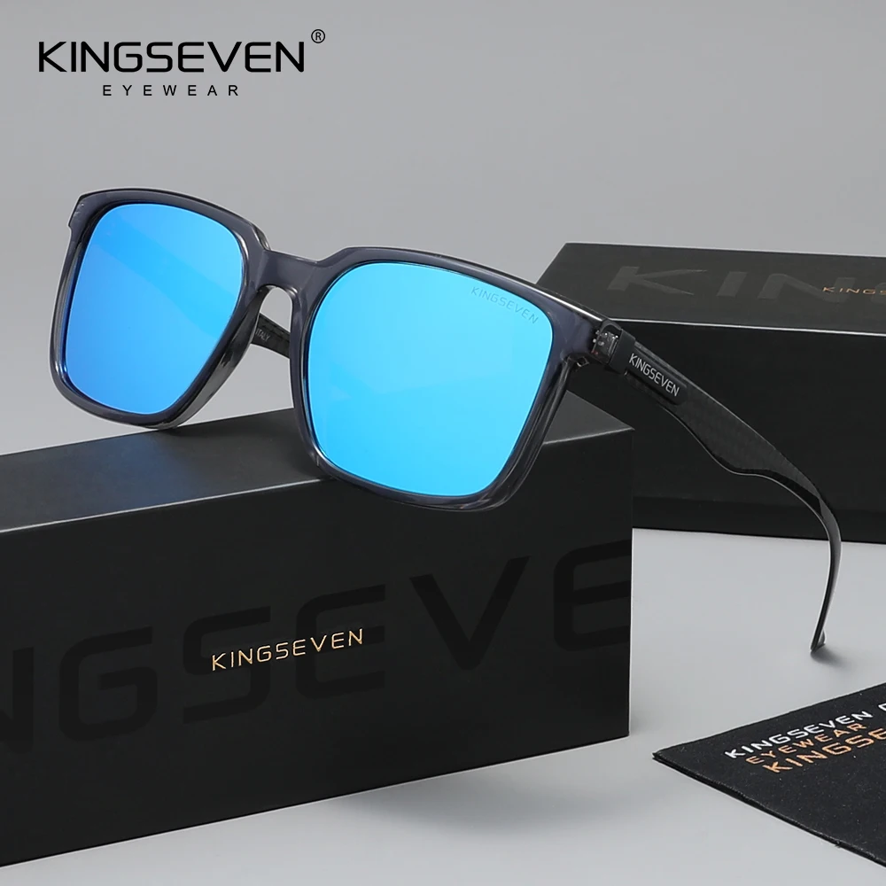 KINGSEVEN Lunettes de soleil polarisées UV400 de haute qualité pour hommes et femmes, montures en fibre de carbone, style décontracté, pour la conduite en extérieur 3