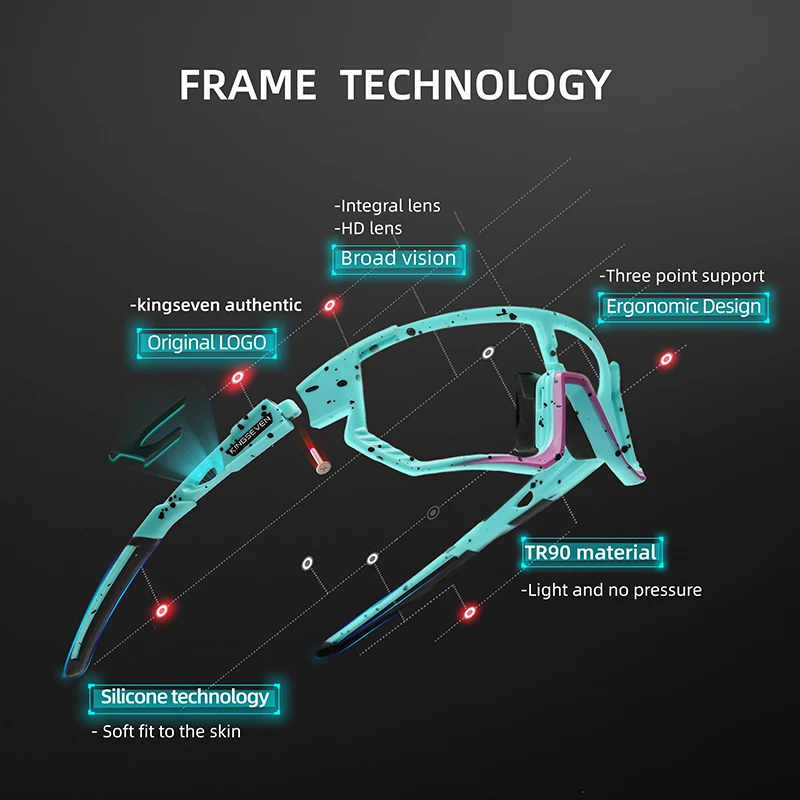 KINGSEVEN Nouveau Vélo lunettes de Soleil Hommes Sport Femmes Vtt Vélo Lunettes UV400 Polarisées Pêche Protection 4