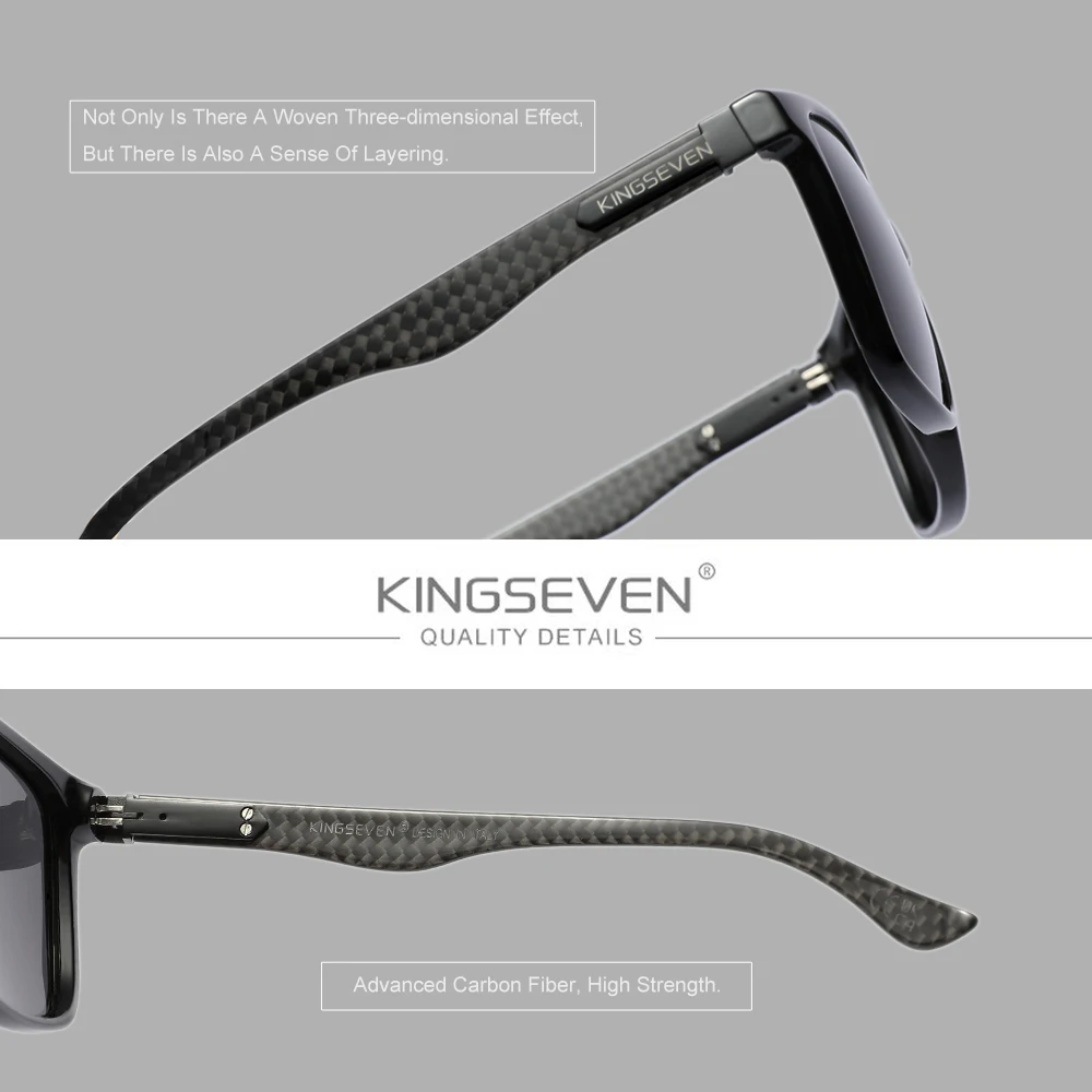 KINGSEVEN Lunettes de soleil polarisées UV400 de haute qualité pour hommes et femmes, montures en fibre de carbone, style décontracté, pour la conduite en extérieur 5
