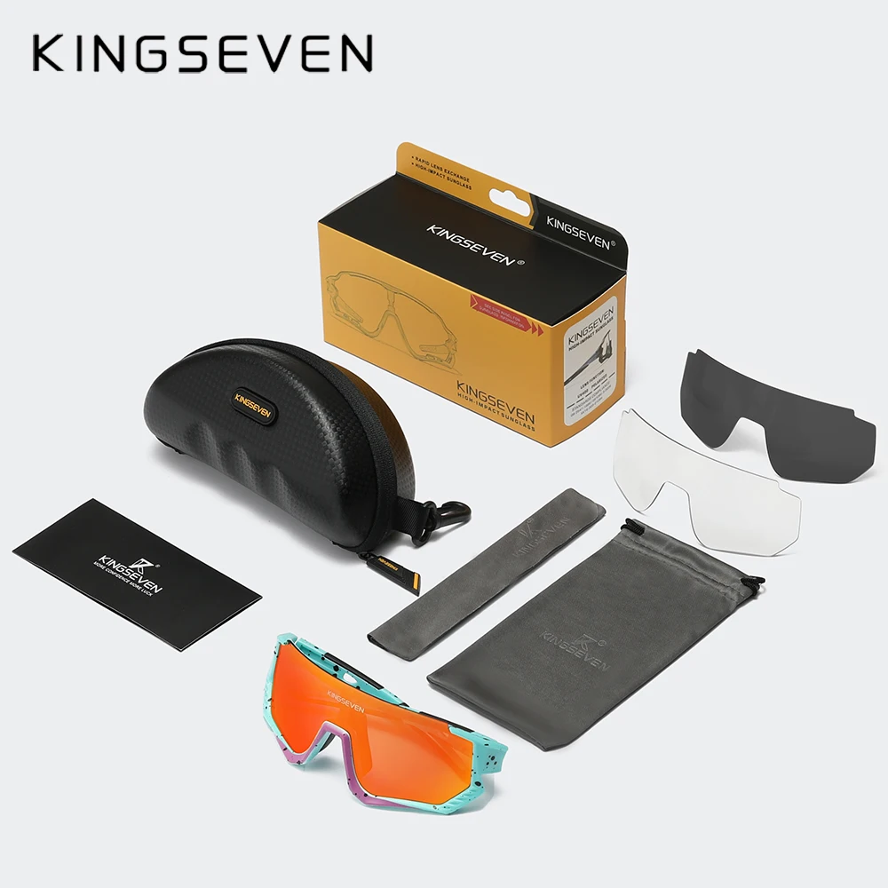 KINGSEVEN Nouveau Vélo lunettes de Soleil Hommes Sport Femmes Vtt Vélo Lunettes UV400 Polarisées Pêche Protection 6