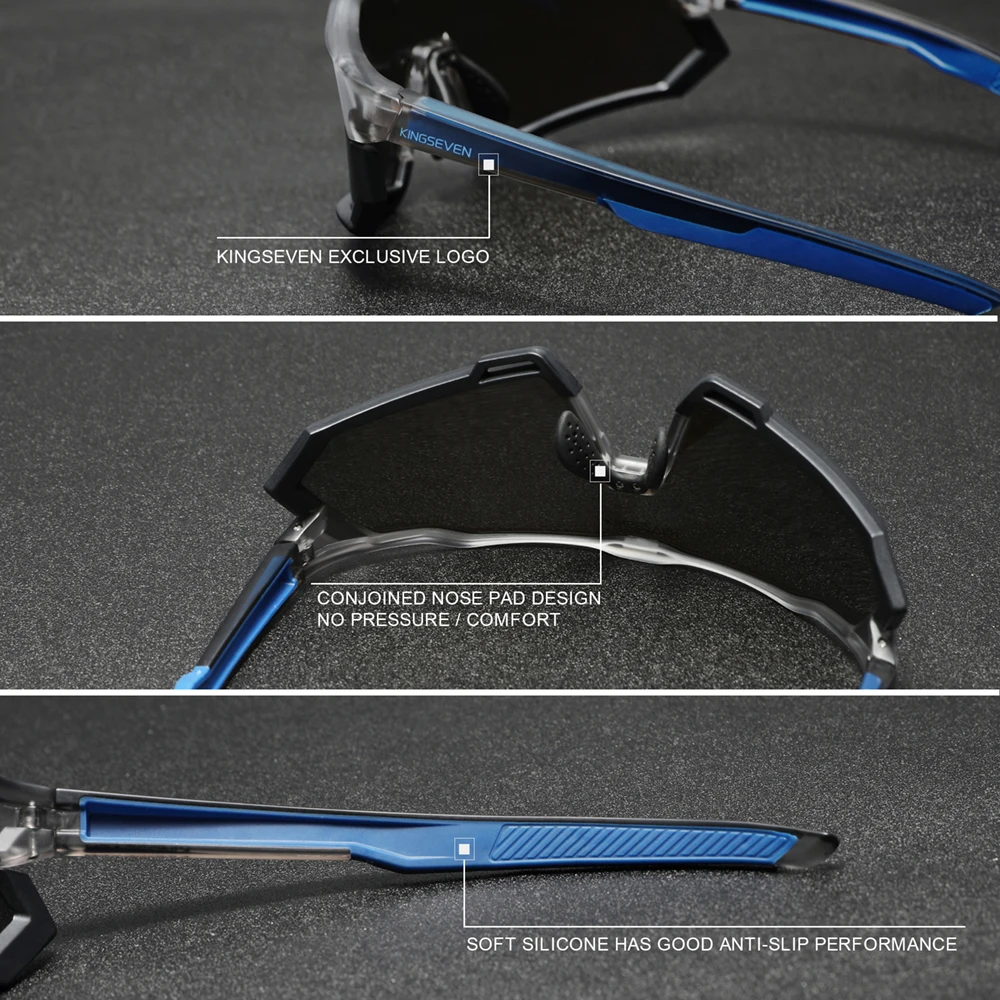 KINGSEVEN nouvelles lunettes de cyclisme vélo hommes UV400 lunettes polarisées Sports de plein air vtt lunettes vélo femmes équitation randonnée lunettes de soleil 4