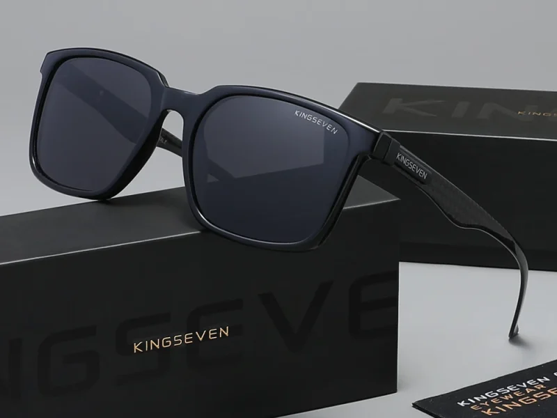KINGSEVEN Lunettes de soleil polarisées UV400 de haute qualité pour hommes et femmes, montures en fibre de carbone, style décontracté, pour la conduite en extérieur 1